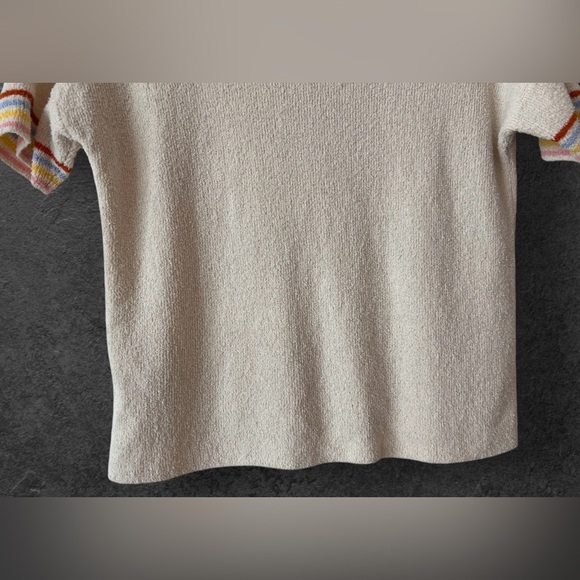 Madewell Henley Sweater Tee Rainbow Stripe Vintage Parchment Size XS - Picture 11 of 12